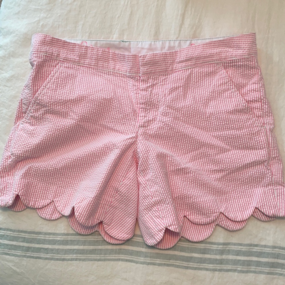 Lilly Pulitzer pink seersucker Buttercup shorts 0